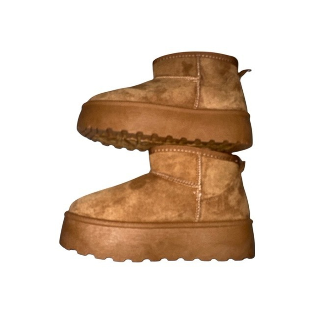 Olivia & Kate Big Girls 3 Medium Boots Brown Faux Suede Sherpa Lining Flat Heel - Picture 6 of 7